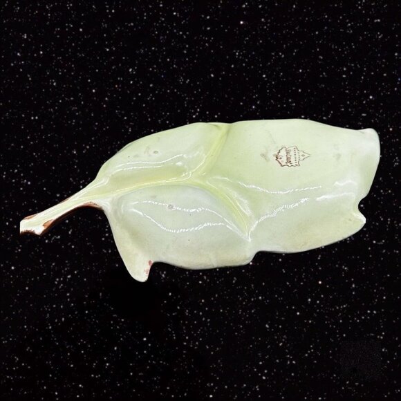 Jameson's Of Capistrano California Leaf Shaped Candy Dish Green Ceramic 11”W - Picture 6 of 12